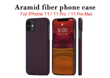 Custodia per iPhone 12 in vera fibra aramidica antipolvere di colore rosso e nero