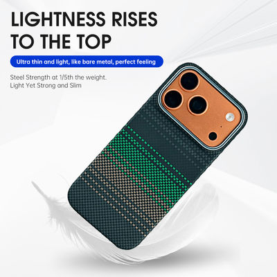 Green Color Customized Pattern Aramid Carbon Fiber Mobile Cover for iPhone 17 Pro